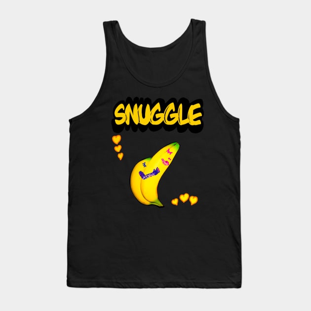 Valentine lovers couple comfy snuggle in Yellow text bananas in love Happy Valentine’s Day Tank Top by Artonmytee